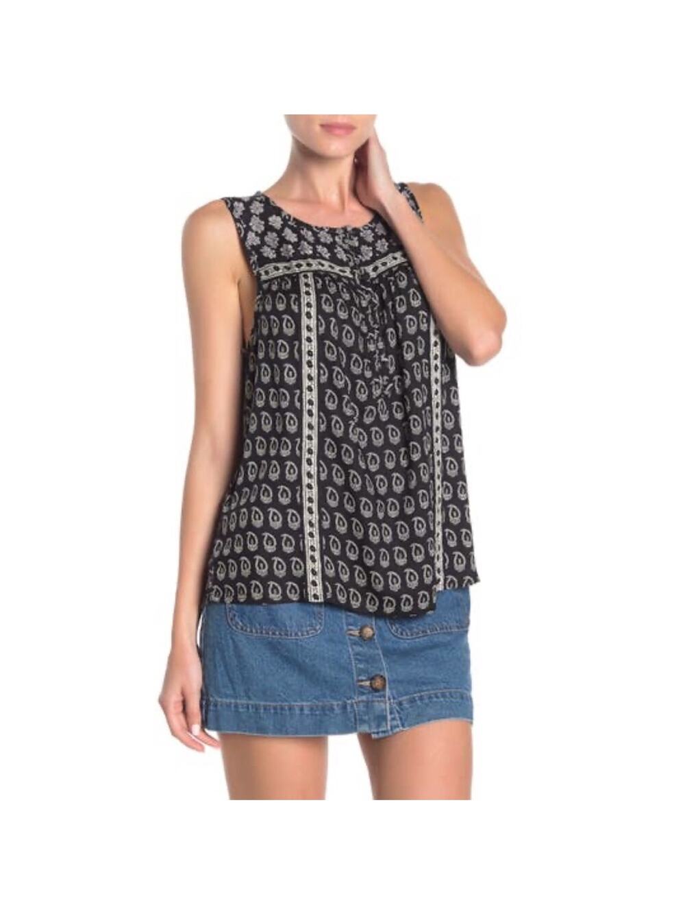 Lucky Brand Lana Paisley Print Tank Top black